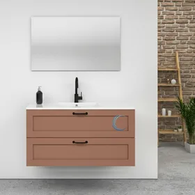 ארון אמבטיה תלוי מעוצב לואי בגוון אפוקסי משטח חרס אינטגרלי שקוע