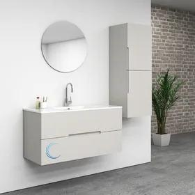 ארון אמבטיה תלוי מעוצב אריאל משטח חרס אינטגרלי שקוע