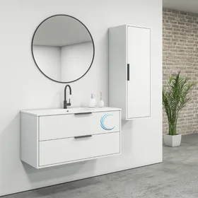 ארון אמבטיה תלוי מעוצב דגם דילן בגוון אפוקסי משטח חרס אינטגרלי שקוע