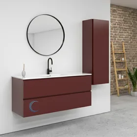 ארון אמבטיה תלוי מעוצב מרטין בגוון אפוקסי משטח חרס אינטגרלי שקוע