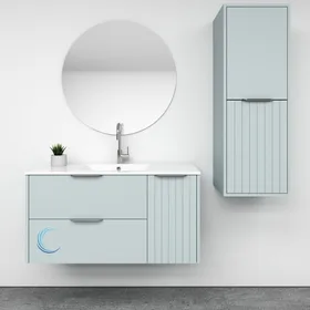 ארון אמבטיה תלוי יוקרתי טוהר בגוון אפוקסי משטח חרס אינטגרלי