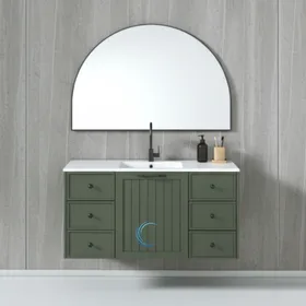 ארון אמבטיה תלוי מעוצב אגם בגוון אפוקסי משטח חרס אינטגרלי שקוע