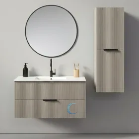 ארון אמבטיה תלוי מעוצב סופיה בגוון אפוקסי משטח חרס אינטגרלי שקוע