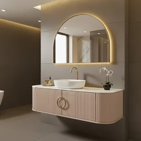 ארון אמבטיה תלוי יוקרתי קרולינה גוון אפוקסי משטח בוצ'ר או קוריאן לבן