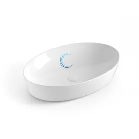 כיור חרס אובלי 9847 שפה דקה 62/41/14 ס"מ לבן מבריק