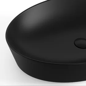 כיור חרס אובלי 9847 שפה דקה 62/41/14 ס"מ שחור מט