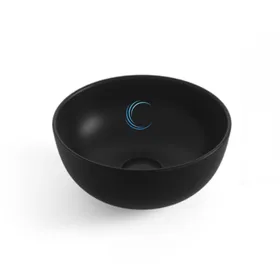כיור חרס עגול 9462 שפה דקה 28/12 ס"מ שחור מט