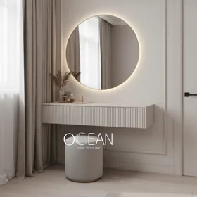 שידת איפור איב תלויה / קונסולה בגוון אפוקסי משטח אפוקסי