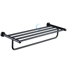 מדף מגבות 4588 שחור מט מידה 60 ס"מ ROUND