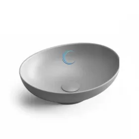 כיור מונח חרס אובלי 9450S לארון קטן 36/30/12.5 ס"מ אפור מט