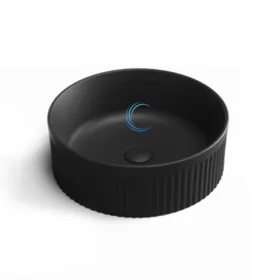 כיור מונח חרס עגול 9562 מעוצב 37/13 ס"מ שחור מט