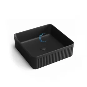 כיור מונח חרס מרובע 9843 מעוצב 37.5/37.5/13 ס"מ שחור מט