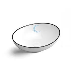 כיור מונח חרס אובלי 9450 מעוצב 40/33/14.5 ס"מ לבן מבריק עם פס שחור