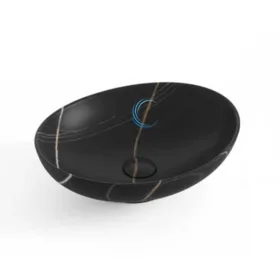 כיור מונח חרס אובלי 9450 מעוצב 40/33/14.5 ס"מ שחור מט קלקתא