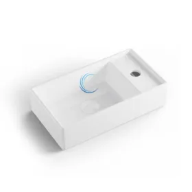 כיור מונח/תלוי חרס מלבני 9318 מעוצב 41/22.5/10 ס"מ לבן מבריק