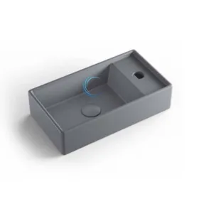 כיור מונח/תלוי חרס מלבני 9318 מעוצב 41/22.5/10 ס"מ אפור כהה מט