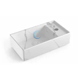 כיור מונח/תלוי חרס מלבני 9318 מעוצב 41/22.5/10 ס"מ לבן מט קלקתא