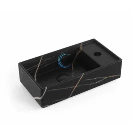 כיור מונח/תלוי חרס מלבני 9318 מעוצב 41/22.5/10 ס"מ שחור מט קלקתא