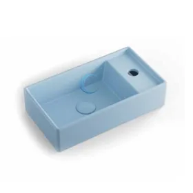 כיור מונח/תלוי חרס מלבני 9318 מעוצב 41/22.5/10 ס"מ תכלת מט