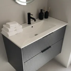 כיור משטח חרס אינטגרלי סטנדרט עומק 47 בגוון לבן מבריק- מידה לבחירה