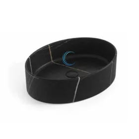 כיור מונח חרס 9853 מעוצב 50/35.5/13 ס"מ שחור מט קלקתא