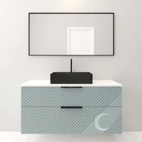 ארון אמבטיה תלוי מעוצב גיא בגוון אפוקסי משטח בוצ'ר או קוריאן לבן