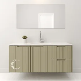 ארון אמבטיה תלוי מעוצב אליס בגוון אפוקסי משטח חרס אינטגרלי שקוע