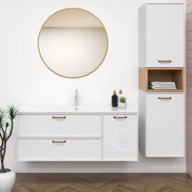 ארון אמבטיה תלוי יוקרתי אמה בגוון אפוקסי משטח חרס אינטגרלי