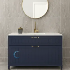 ארון אמבטיה עומד יוקרתי ריילי בגוון אפוקסי משטח חרס אינטגרלי שקוע