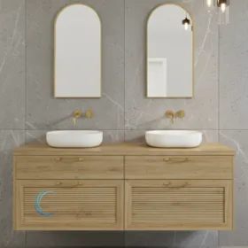 ארון אמבטיה תלוי יוקרתי ליעד משטח בוצ'ר או קוריאן לבן