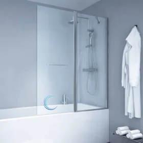 אמבטיון 6 מ"מ פרופיל ניקל מבריק - קבוע ודלת