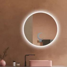 מראה מרחפת עגולה עם תאורת לד קוטר 60 ס״מ- מפשיר אדים