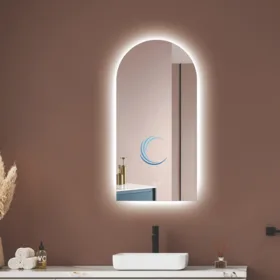 מראה מרחפת קשת עם תאורת לד במידה 40/80 ס״מ- מפשיר אדים