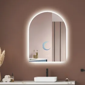 מראה מרחפת קשת עם תאורת לד במידה 60/80 ס״מ- מפשיר אדים