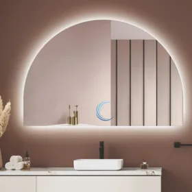 מראה מרחפת קשת עם תאורת לד במידה 120/80 ס״מ- מפשיר אדים