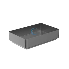 כיור מונח נירוסטה 9383 מלבני 34/52 ס"מ בגוון אפור גרפיט + ונטיל תואם