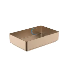 כיור מונח נירוסטה 9383 מלבני 34/52 ס"מ בגוון רוז גולד + ונטיל תואם