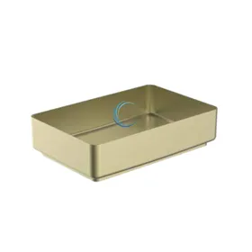 כיור מונח נירוסטה 9383 מלבני 34/52 ס"מ בגוון זהב מט + ונטיל תואם