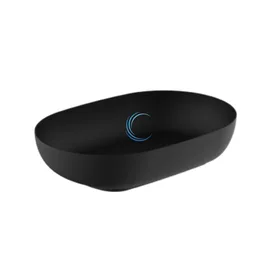 כיור מונח נירוסטה 9384 אובלי 38/56 ס"מ בגוון שחור מט + ונטיל תואם