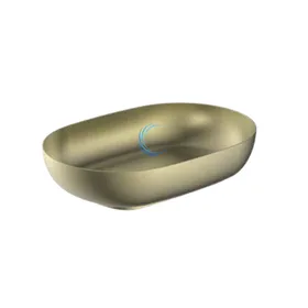 כיור מונח נירוסטה 9384 אובלי 38/56 ס"מ בגוון זהב מט + ונטיל תואם