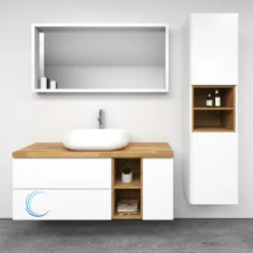 ארון אמבטיה תלוי מעוצב לילך משטח בוצ'ר או קוריאן לבן