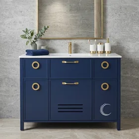 ארון אמבטיה עומד יוקרתי הדר בגוון אפוקסי משטח חרס אינטגרלי שקוע-מגירת כביסה