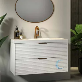 ארון אמבטיה תלוי בוסטון **אספקה מיידית** משטח חרס אינטגרלי